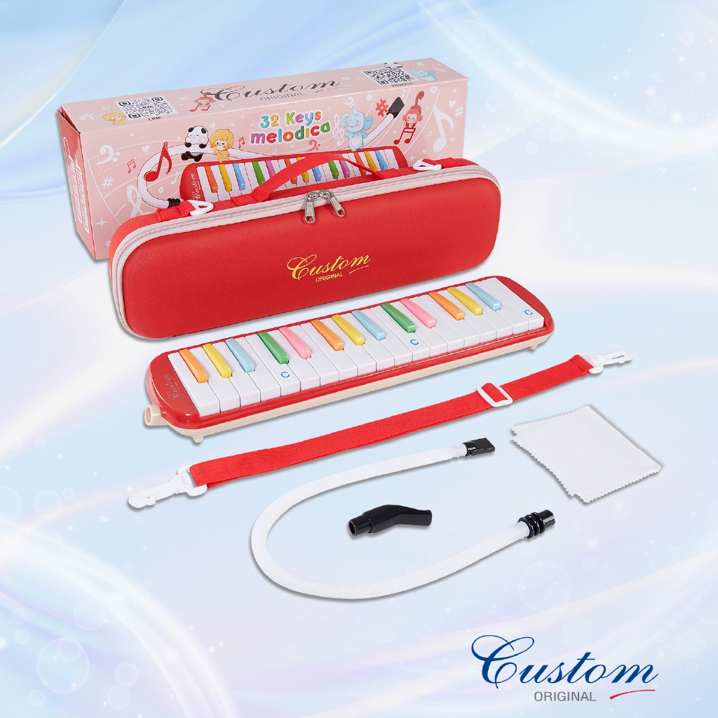 เมโลเดียน เมโลดิก้า 32 คีย์ Custom รุ่น MDX-32 C คีย์สี ตัวเครื่องสีแดง ทูโทน | Melodica ลิ้น Premiu
