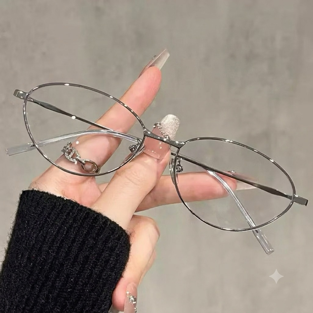💫พร้อมส่งจากไทย💫CC-09แว่นกรองแสงทรงแคทอายกรอบเงิน แว่นตากรองแสงสีฟ้าทรงฮิต