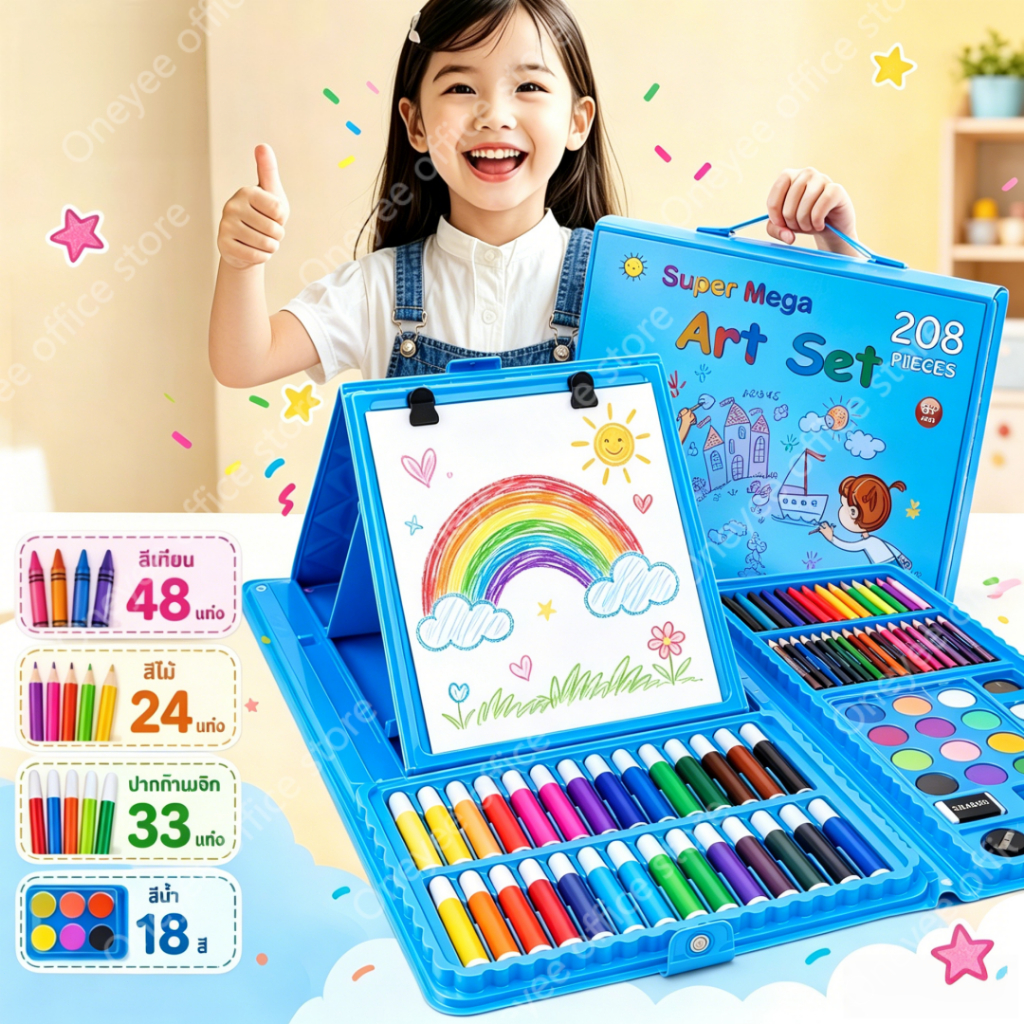 208 ชิ้นเด็กจิตรกรรมชุดดินสอสีศิลปะชุดระบายสีสีน้ํามันพาสเทลดินสอสีสําหรับการวาดภาพ