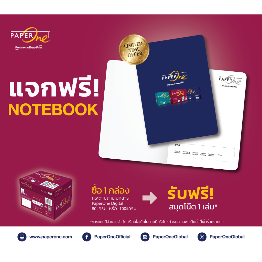 กระดาษถ่ายเอกสาร PaperOne A4 100 gsm / 1 กล่อง / 4 รีม รูปที่ 2