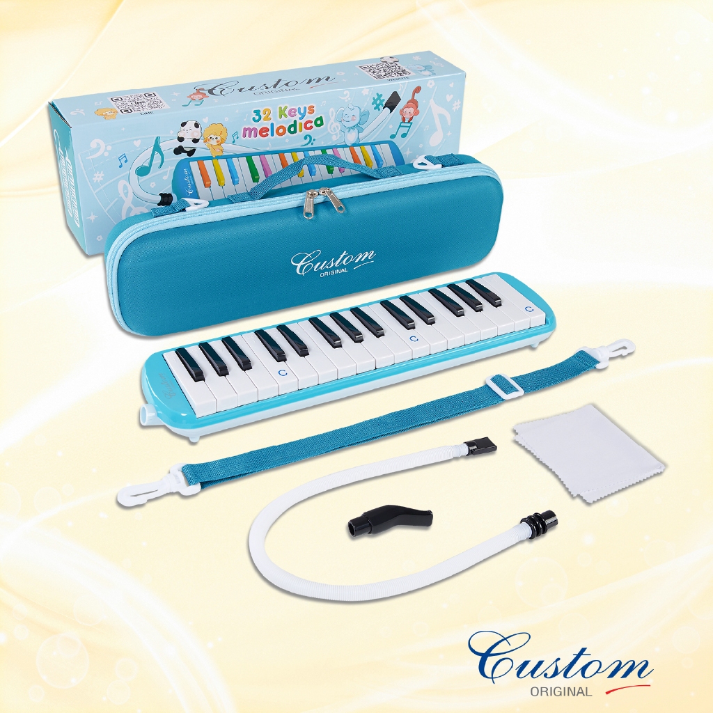 เมโลเดียน เมโลดิก้า 32 คีย์ Custom รุ่น MDX-32 คีย์ดำ สีฟ้า ทูโทน | Melodica ลิ้น Premium Plus พร้อม