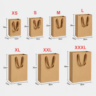 20pcs/set กระเป๋ากระดาษคราฟท์ตั้งยาว รูปทรงตั้งยาว แพ็คหลายชิ้น มีเชือกจับธรรมดา ถุงมือสำหรับมอบของขวัญ