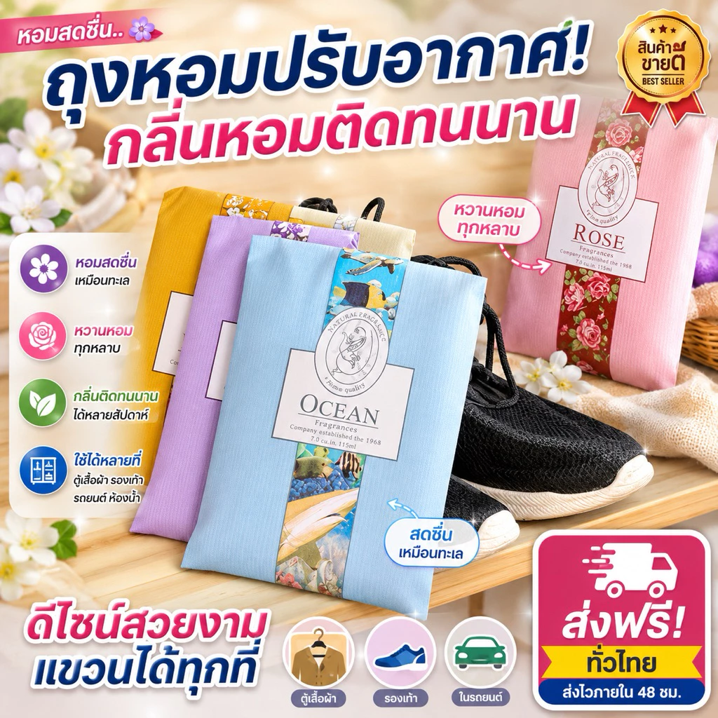 kingshopping RK271 (ร้านไทย) ถุงหอมปรับอากาศ แบบแขวน กลิ่นหอมธรรมชาติ(ห้องนอน ห้องน้ำ ตู้เสื้อผ้า ออฟฟิศ ร้านขายของ)