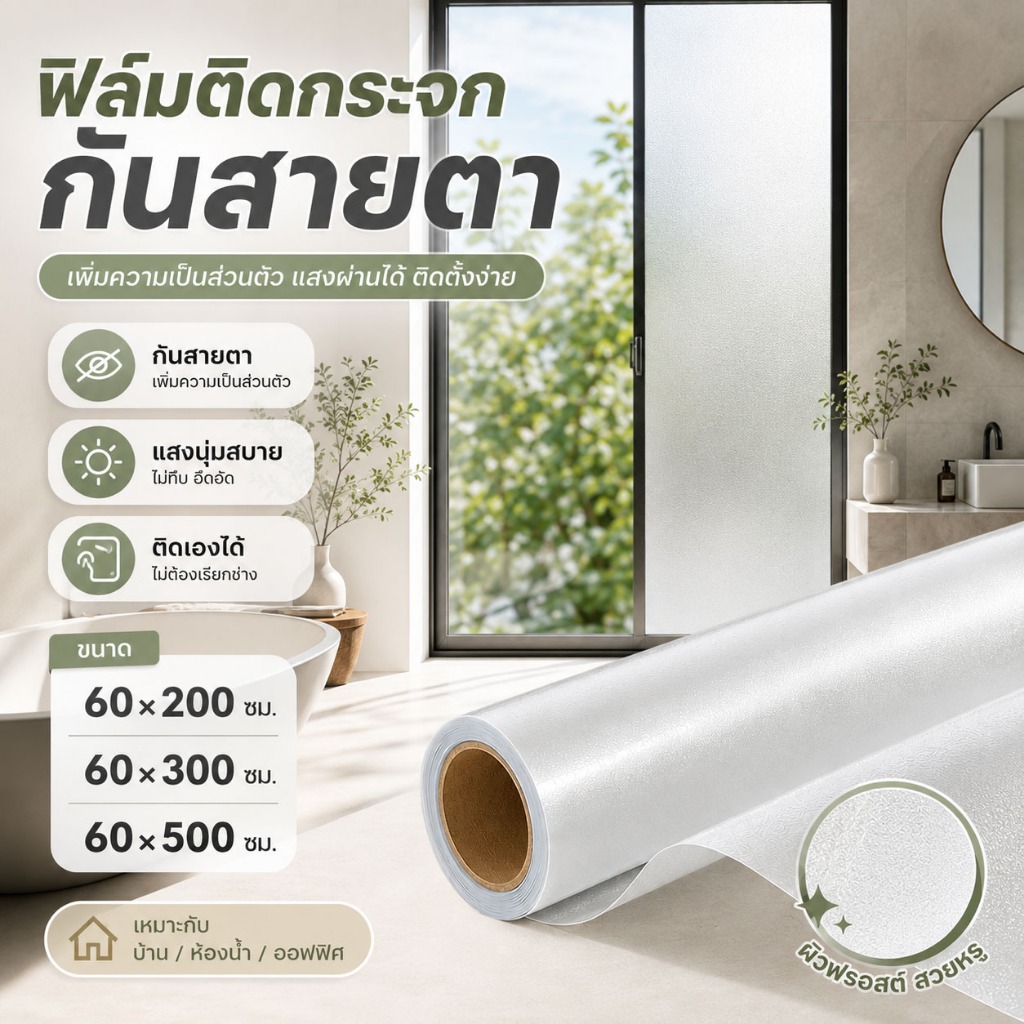 ฟิล์มกระจกหน้าต่างไม่ใช้กาวด้วยไฟฟ้าสถิต กันความร้อนมองเห็นทางเดียวปกปิดความเป็นส่วนตัว กันแดด สำหรับระเบียงบ้าน