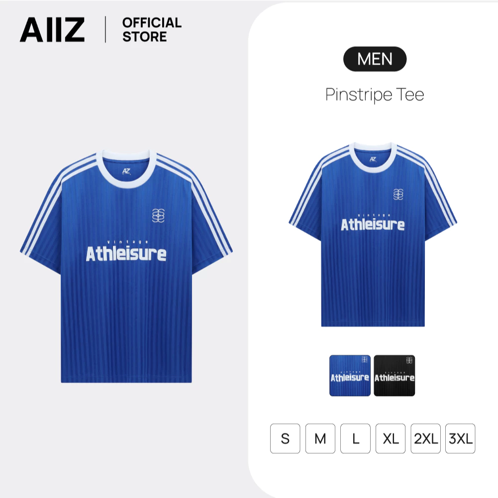 AIIZ เสื้อแอคทีฟผู้ชายคอกลมแขนสั้น AIIZ Men's Pinstripe Tee
