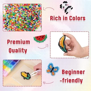 1000ชิ้น เม็ดบีทรีดร้อน DIY 2.6mm 221สี ลูกปัดรีดร้อน พร้อมอุปกรณ์ Perler Beads ของเล่นเสริมทักษะ