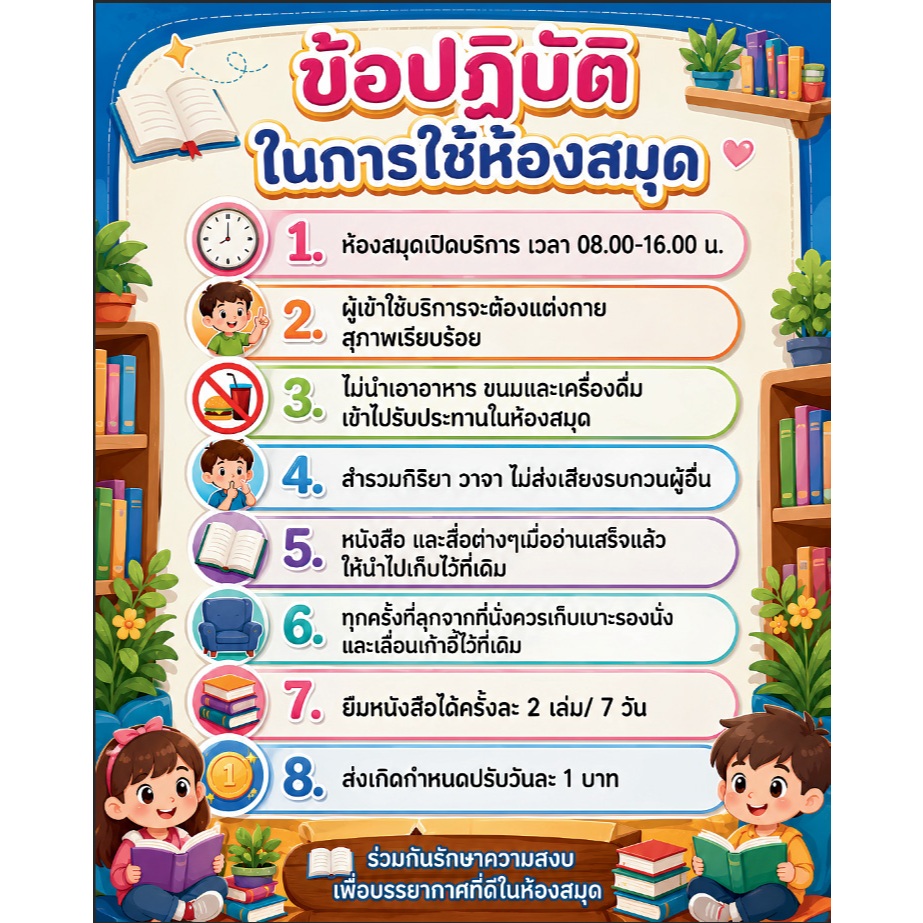 สื่อเรียนรู้ " ข้อตกลงในการใช้ห้องสมุด "