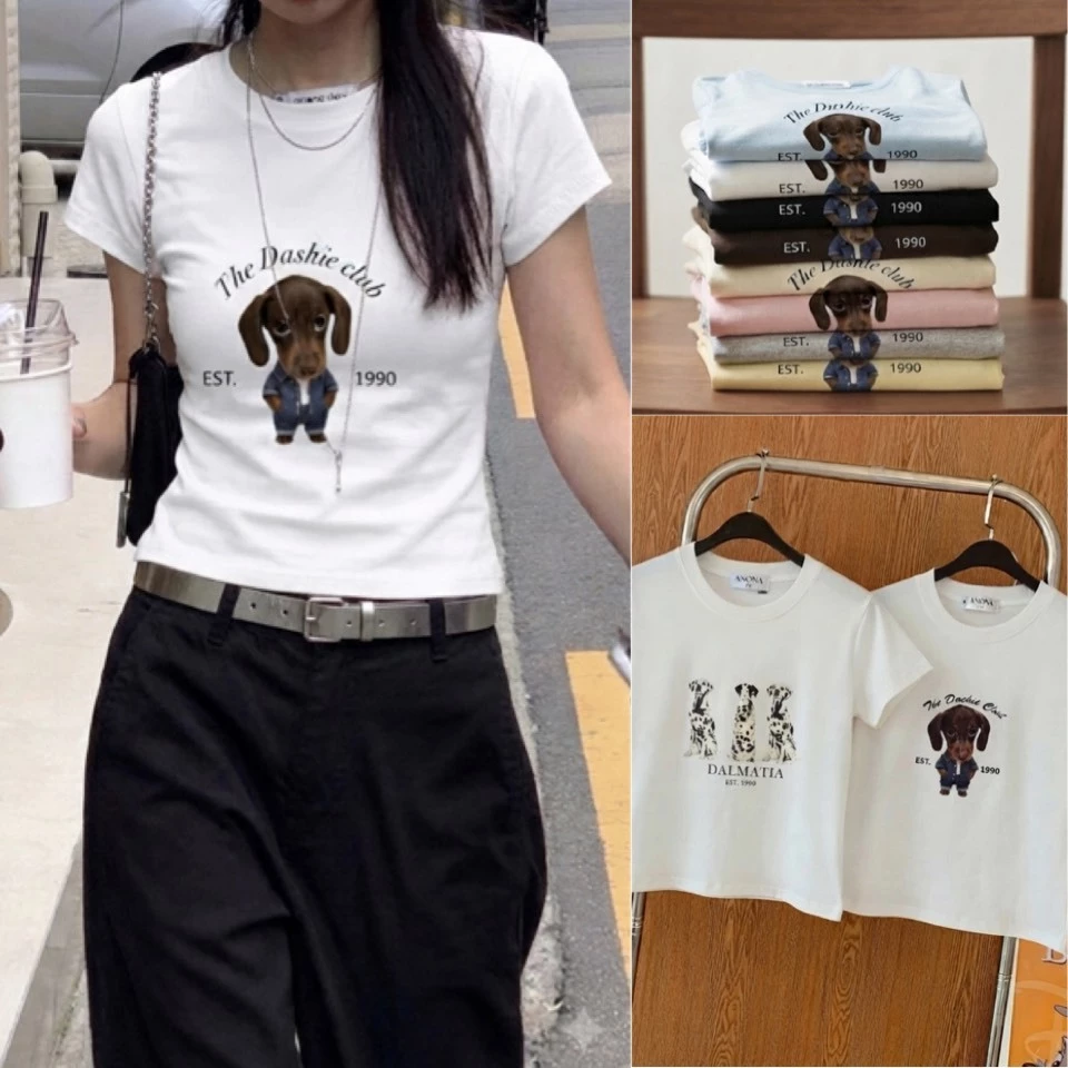 Little dog buddy เสื้อยืดคอกลมผ้ายูสกรีนลาย