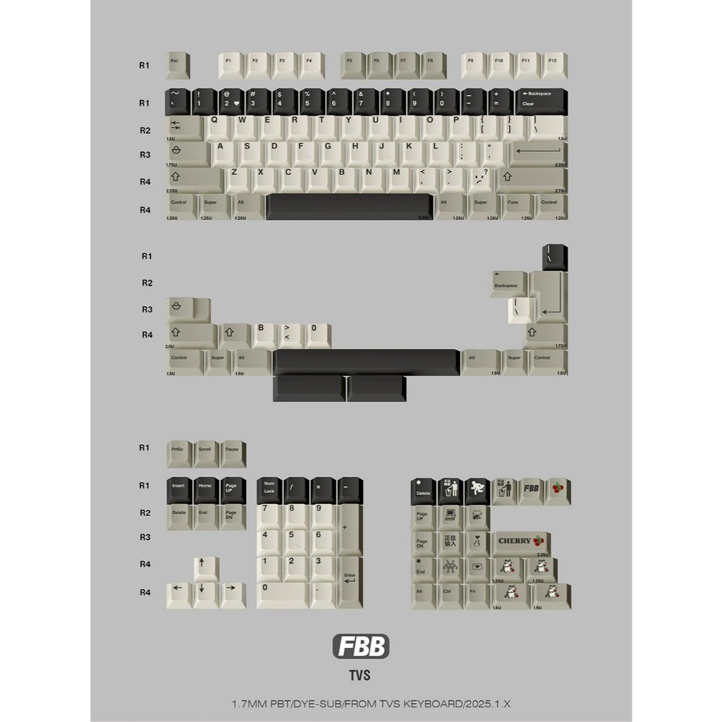 คีย์แคป FBB PBT Keycap Cherry Profile สำหรับ Mechanical Keyboard