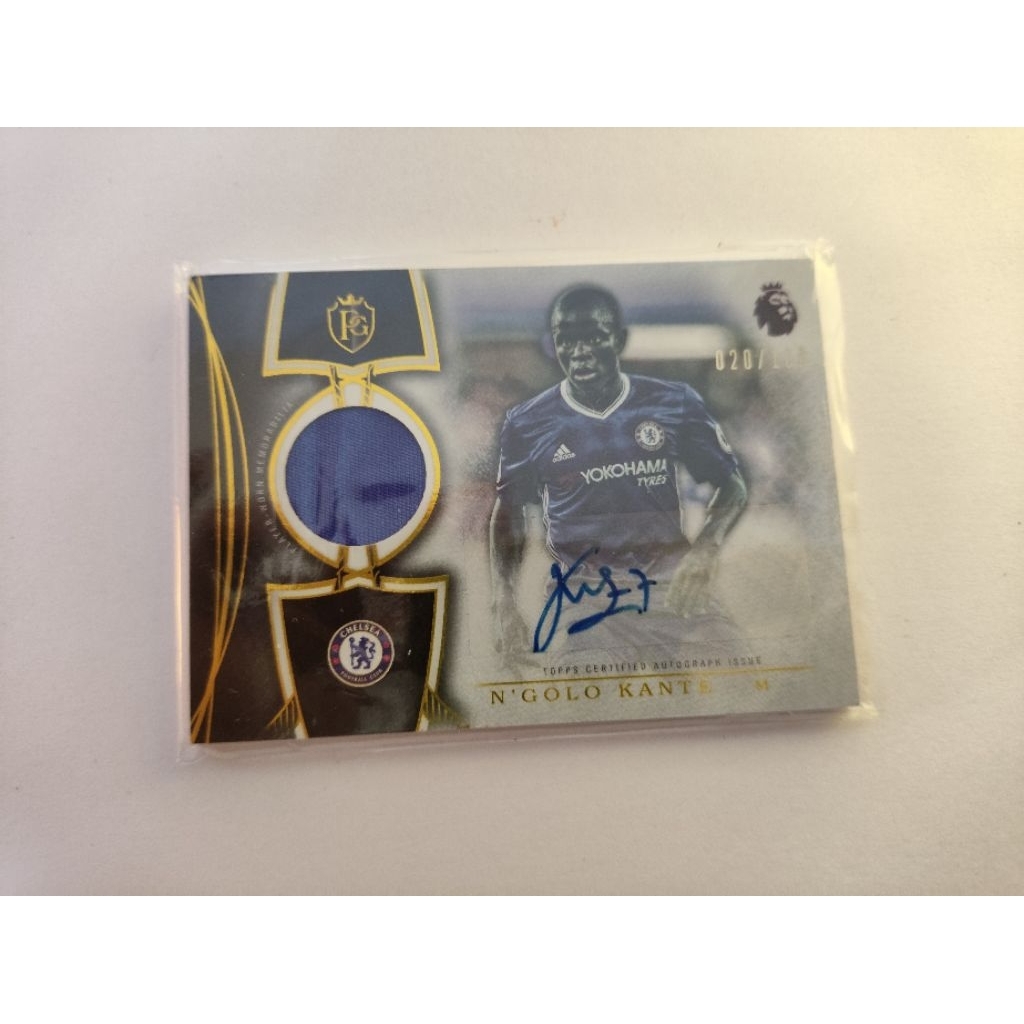 หายากมาก N'Golo Kante ลายเซ็นพร้อมชิ้นส่วนเสื้อ