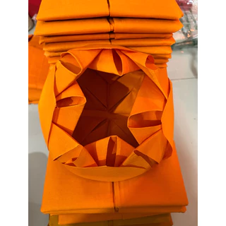 ผ้าพับดอกบัว เข้าพรรษา บัว สีทอง สีพระราช ขนาด 75*75เซนติเมตร/ ผ้าขาว 90*90เซนติเมตร