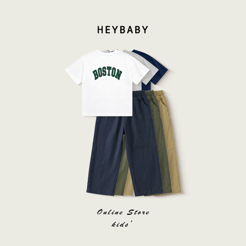 2-12 ปี ชุดเด็กผู้หญิง ชุดเสื้อผ้าแฟชั่น แขนสั้นลาย+กางเกงขาบาน 2 ชิ้น แบบบาง สไตล์เกาหลี ลำลอง สําหรับเด็กผู้หญิง