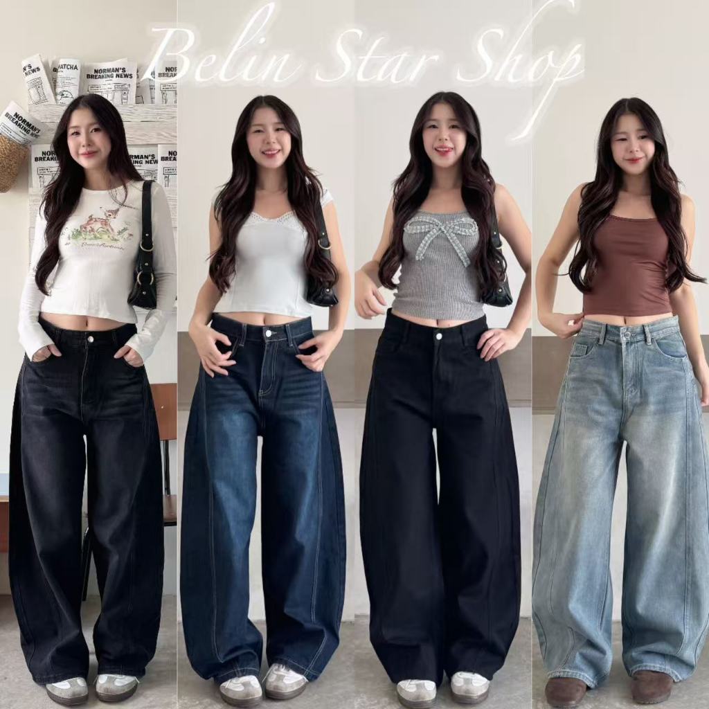 ขายดีใหม่ล่าสุด ส่งจากไทย ทรงหลังข้าง กางเกงยีนส์สีฟอกสวย ทร