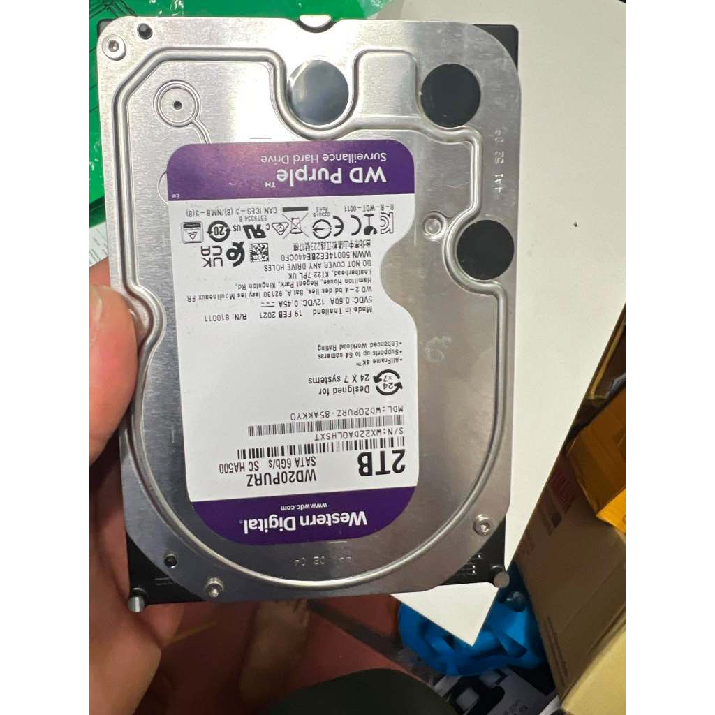 SATA-III  2.TB WD Purple (64MB., WD20PURZ) ใข้งานปกติ ประกันร้าน ฟรีสาย SATA