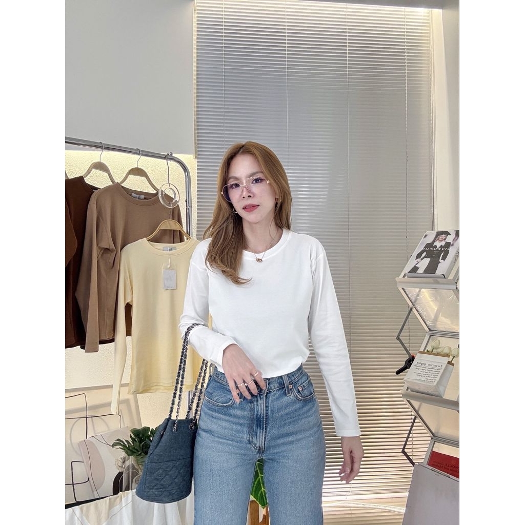 Deezyy เสื้อยืดแขนยาวคอกลมBasic ผ้าCotton Supersoftมูจิ