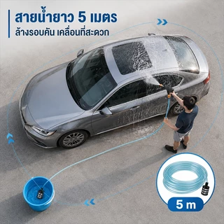 TURBO เครื่องฉีดน้ำแรงดันสูงไร้สาย ปืนฉีดน้ำล้างรถพกพา เครื่องล้างรถและมอเตอร์ไซค์ พร้อมแบตเตอรี่คู่ ใช้งานสะดวก