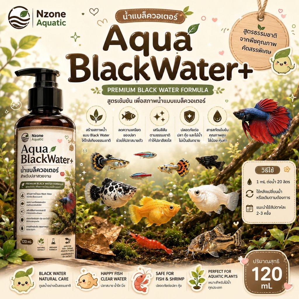 Aqua BlackWater+ สำหรับตู้ปลาธาร ปลาสวยงานสร้างสภาพตู้ไม้น้ำ