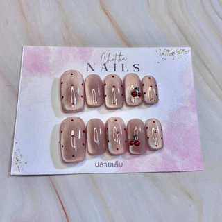 [เล็บปลอม] สีลูกเเก้ว01 เล็บปลอมพร้อมติด งานเจลเเท้100%ทุกขั้นตอน (ฟรีกาว+ตะไบ)