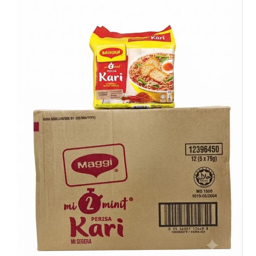 [ยกลัง 60 ซอง] Maggi kari มาม่าแม็กกี้ รสแกงกะหรี่ แพ็ค 5 ซอง (79 กรัม/ซอง) อร่อยเข้มข้น รสชาติยอดนิยม