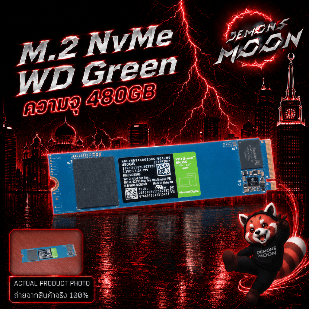 WD Green SN350 SSD M.2 NVMe 480GB (Read 2400MB/s) อัปเกรดคอมเร็วแรง + ประกัน 7 วัน Demons moon