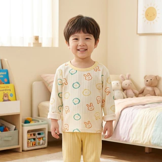 Babyonline(Y116)OF4 (ส่งด่วน1วัน)ชุดนอนสำหรับเด็กแขนยาวขายาวลายการ์ตูนน่ารัก ผ้าฝ้าย นิ่ม ใส่สบาย