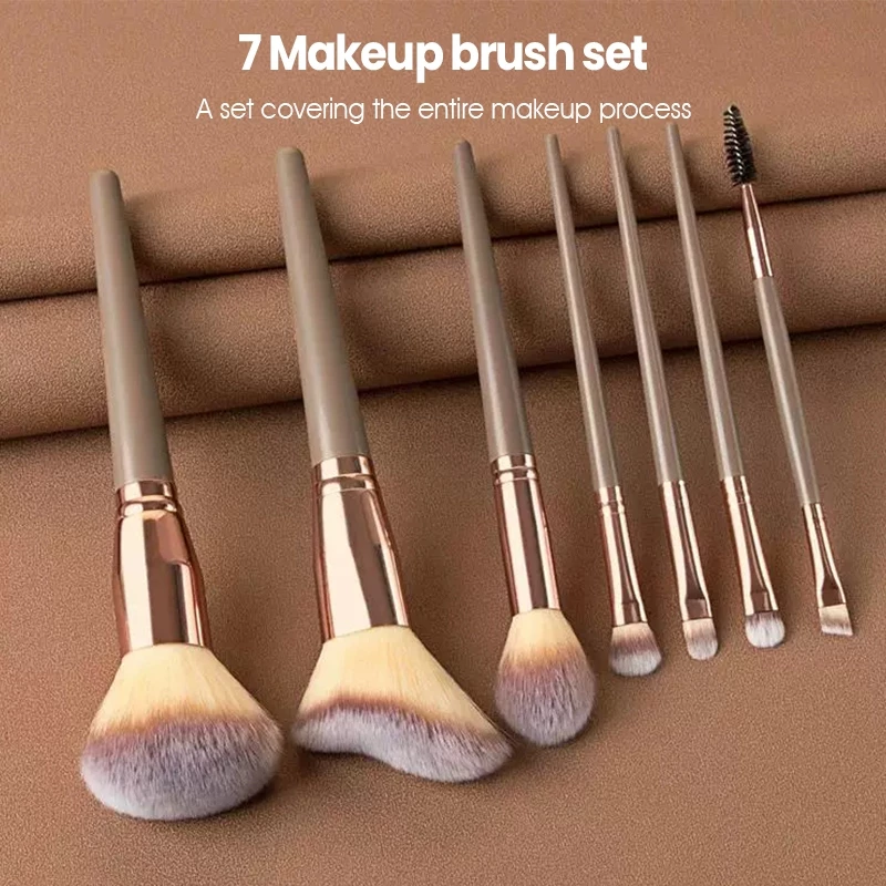 ชุดแปรงแต่งหน้า แปรงแต่งหน้า 7 ชิ้น เซตแปรงแต่งหน้า แปรงปัดแป้ง ประณีตและสวยงาม คุณภาพสูง พกพาสะดวก