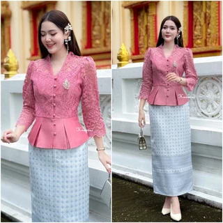 เสื้อรุ่น-ราชาวดี (เฉพาะงาน ซิปหลังแนะนำเผื่อ 1ไซส์) เสื้อลูกไม้อัดกาวทั้งตัว แพทเทริ์นพอดีตัว