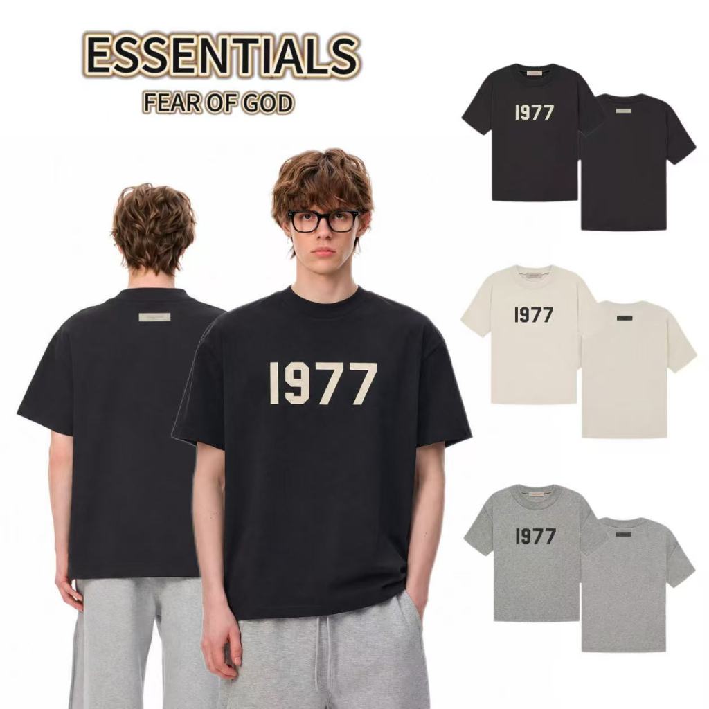 เสื้อยืดคอกลม Fear of God Essentials 1977 T-Shirt Iron ใส่สบาย เนื้อผ้าดี พร้อมส่ง