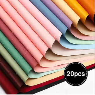 กระดาษห่อช่อดอกไม้ 56x56 ซม. กันน้ำ สีเดียวและทูโทน 20แผ่น/แพ็ค กระดาษด้าน กระดาษห่อของขวัญ
