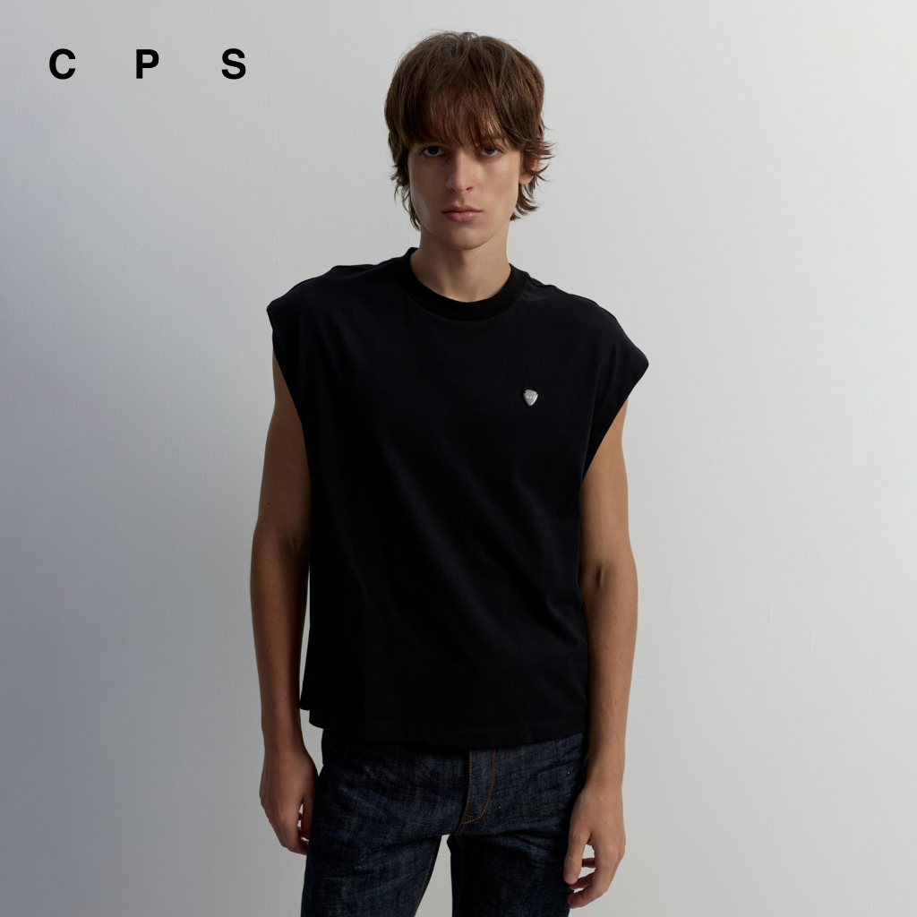 CPS เสื้อยืดแขนกุดแต่งปิ๊กโลโก้ ผู้ชาย RELAXED-FIT SLEEVELESS TEE รุ่น C26WGMA128 (AW26#P1)