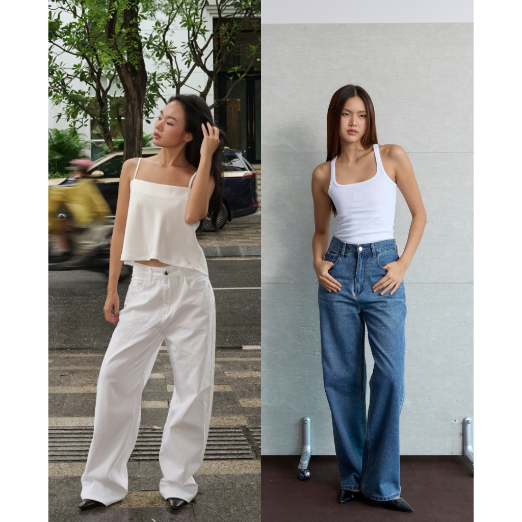 BXB - 92's Straight fit jeans with a mid-rise waist กางเกงยีนส์เอวกลางทรงขากระบอกตรง