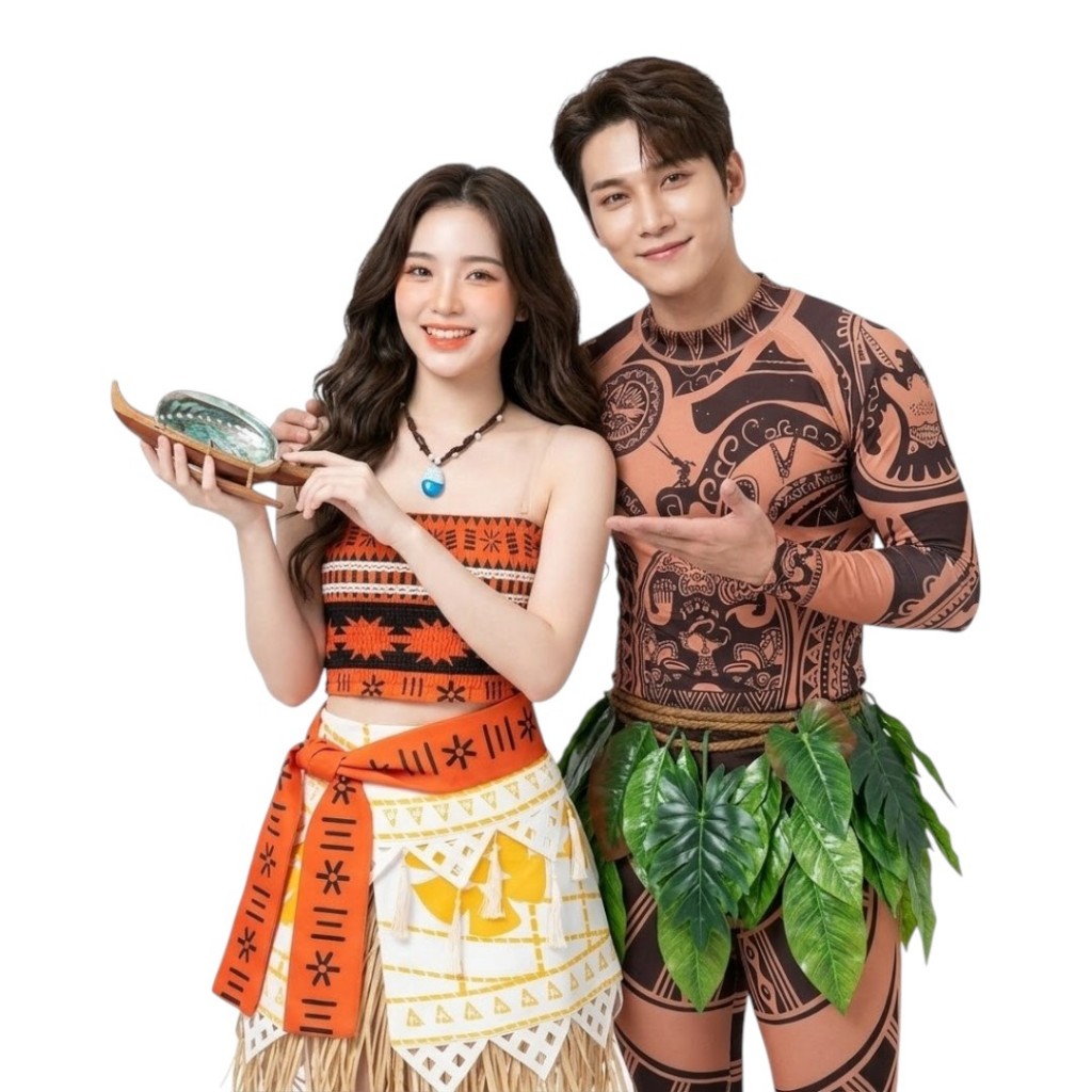 ชุดโมอาน่า ชุดเมาอิ มาวอิ Moana & Maui Costume ชุดฮาวาย 🚚ด่วนมีส่งGrabค่า
