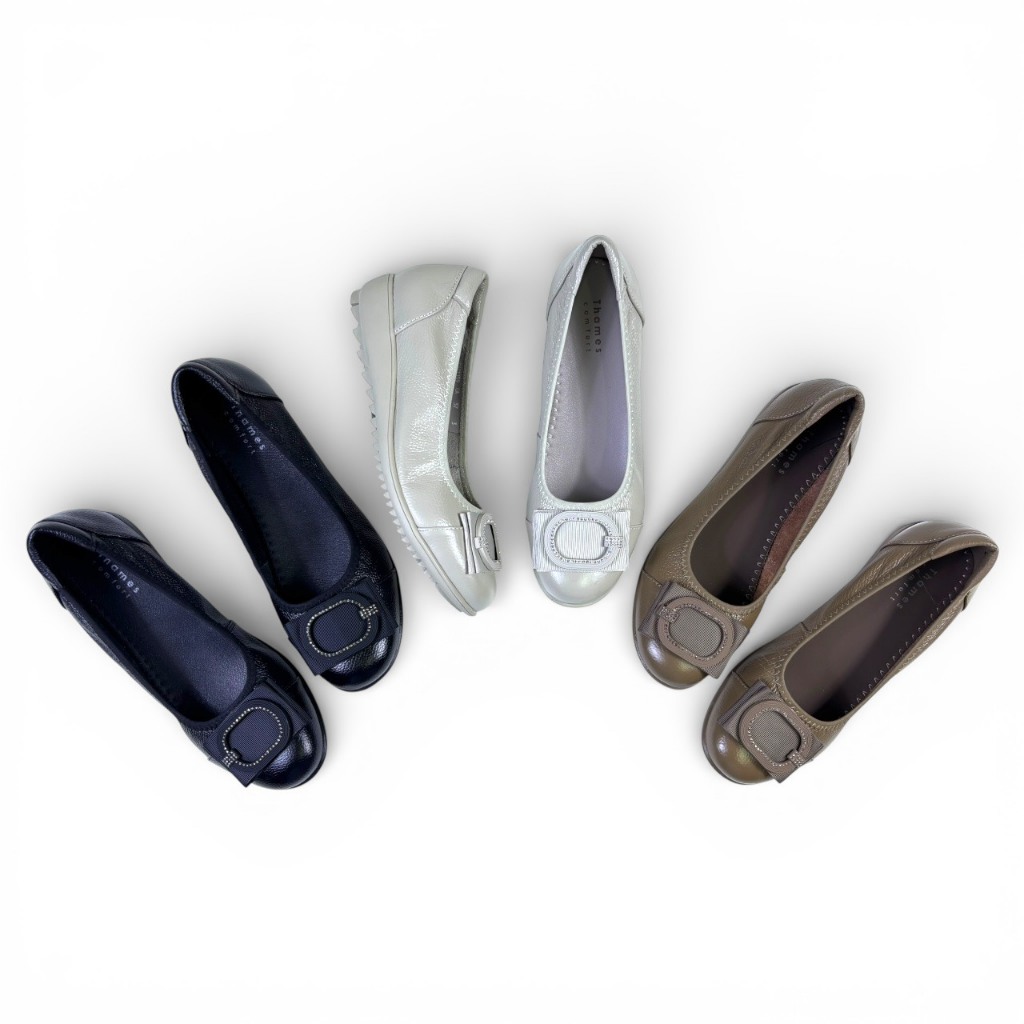 Thames(เทมส์) รองเท้าคัทชูหนังแท้ผู้หญิง ทรงหัวมนพื้นสปอร์ตหนา 3 ซม. Shoes-TH41159[สั่งไซส์ปกติ]