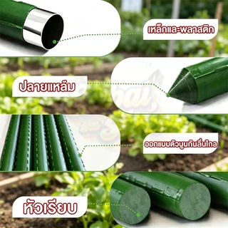 ชุด 10 ชิ้น ไม้ค้ำต้นไม้ เสาไม้เลื้อย 60-180ซม หนา 8-16มม เหล็กเคลือบPE กันน้ำกันสนิม สำหรับปลูกผัก มะเขือเทศ ทำซุ้มกิ่ง
