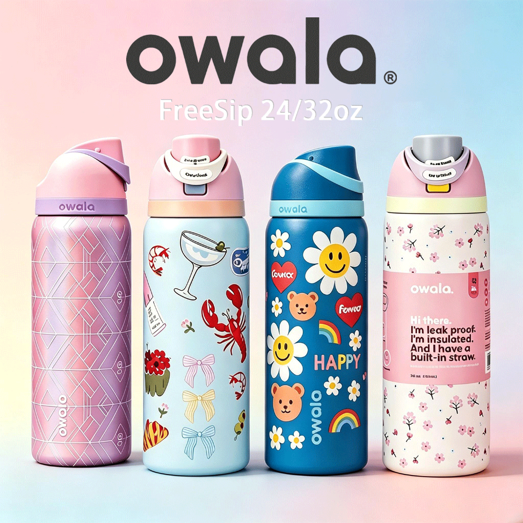 ของแท้แท้ Owala Freesip 24oz 32ozขวดน้ำพกพาเก็บความเย็นได้นาน ทรงสวยใช้ประจำวัน
