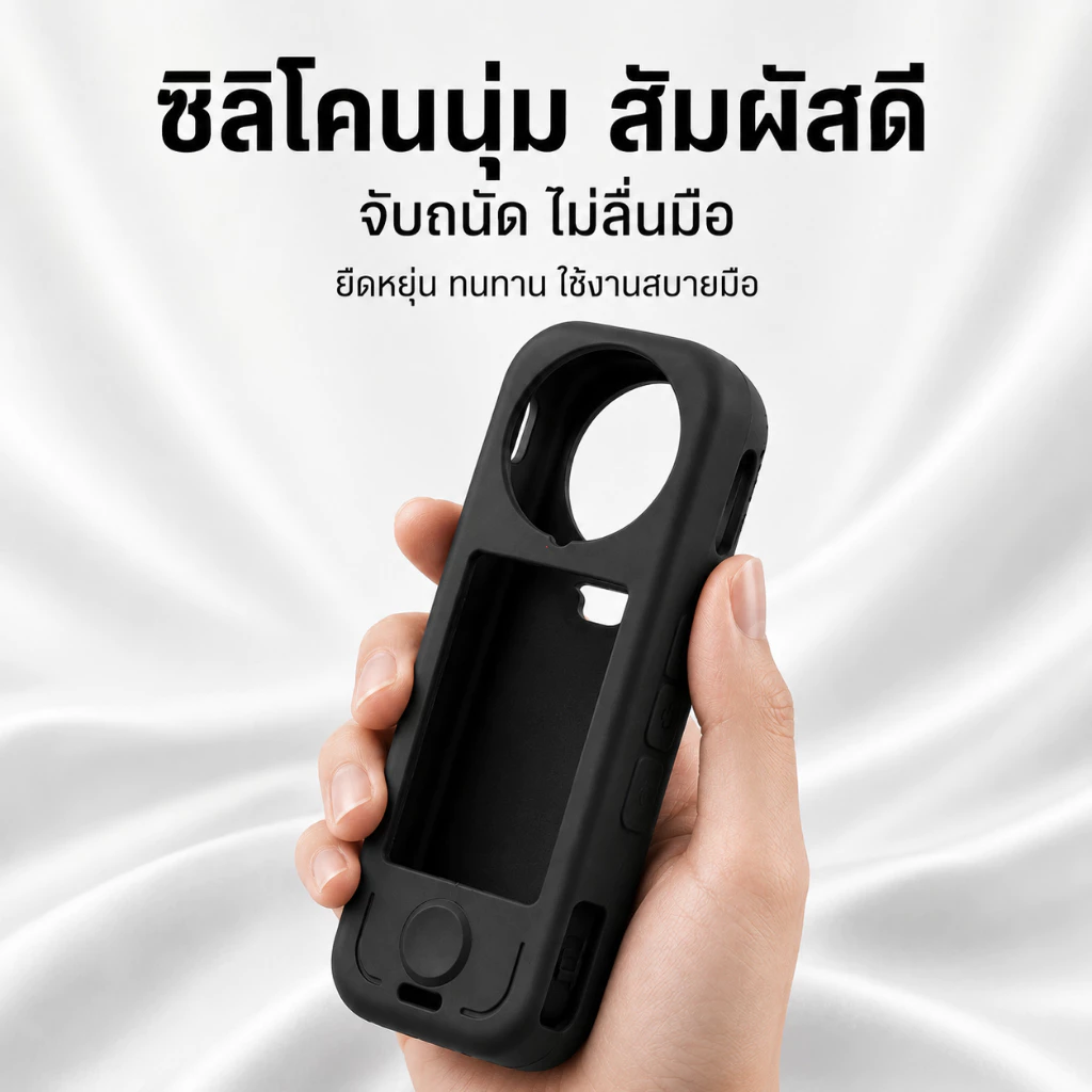 เคส Insta360 X4 Air ซิลิโคนพร้อมฝาปิดเลนส์ กันกระแทก กันรอย พร้อมสายคล้อง ส่งจากกรุงเทพฯ thumbnail 8