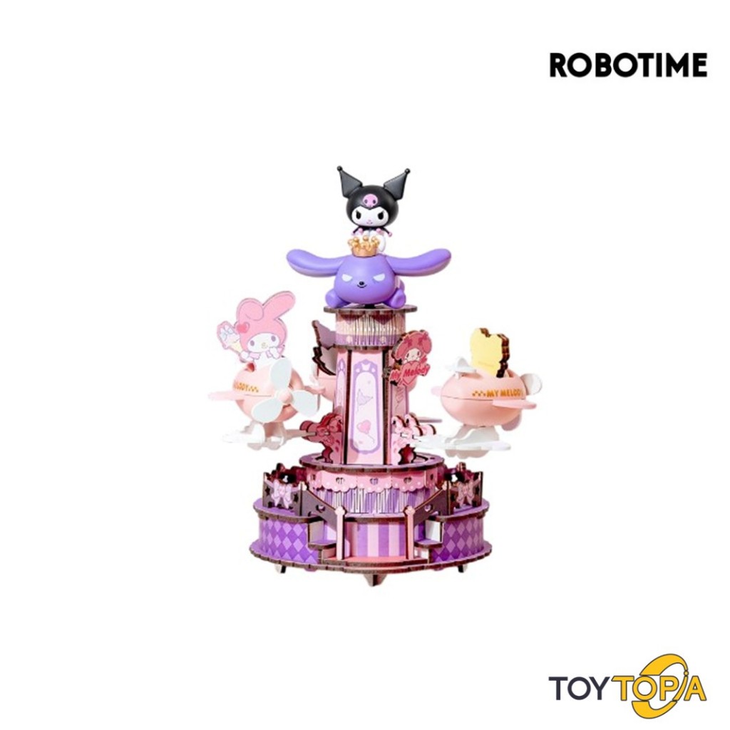 (AME01) Kuromi & My Melody Soaring Airplane Amusement Park DIY Music Box: Sanrio By Rolife