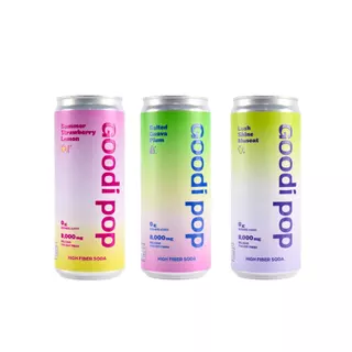 Goodi Pop โซดาพรีไบโอติก Trial Pack | ครบ 3 รส (1+1+1) | 8,000mg Chicory Inulin | 0 Sugar Added | อย.✅