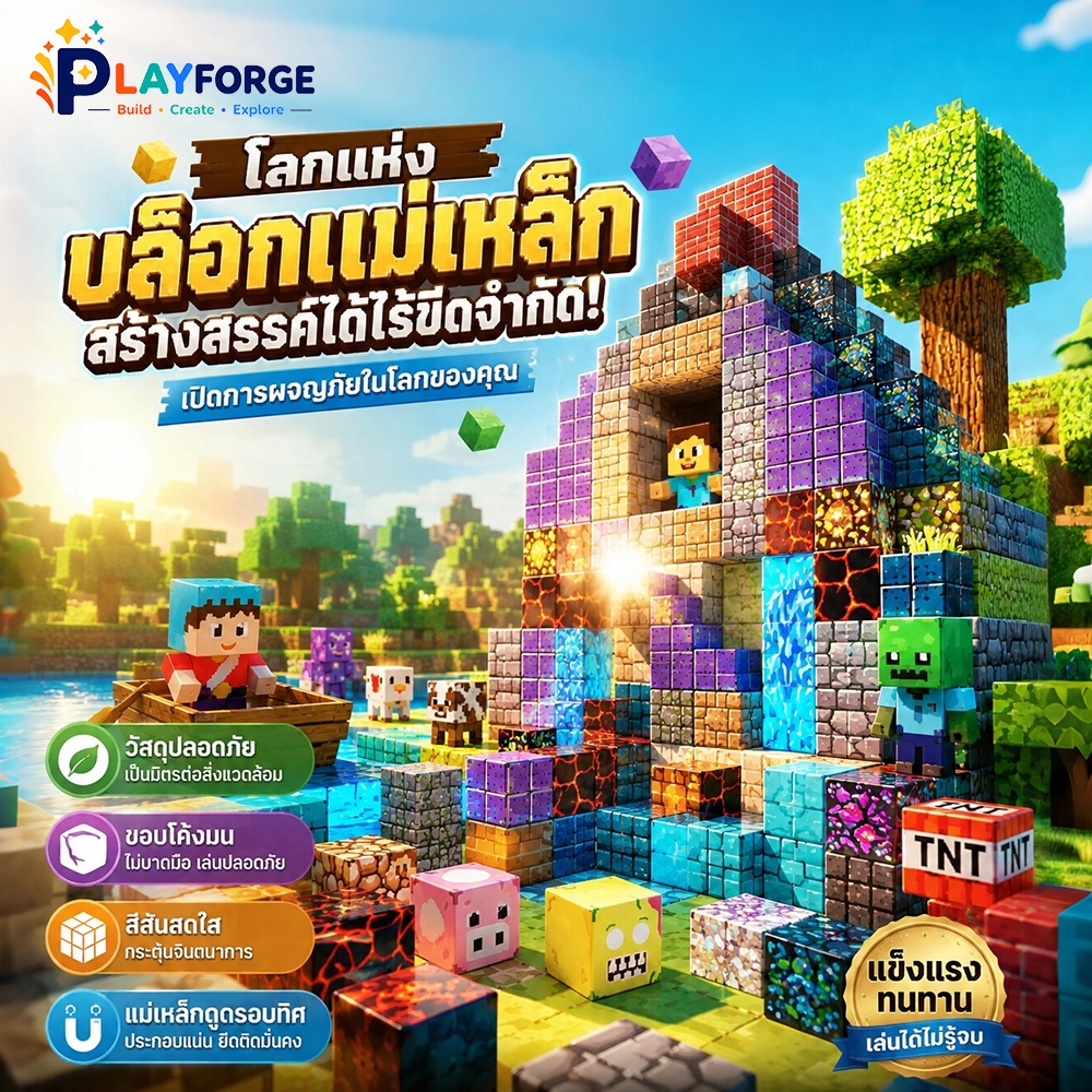 บล็อกแม่เหล็ก Pixel World 3D DIY ของเล่นสร้างโลกบล็อก ต่อได้ไม่จำกัดตามจินตนาการ