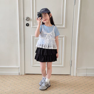 PRINCESS KESLI 2-12 ปี กระโปรงกางเกงแฟชั่น สําหรับเด็กผู้หญิง แบบทรงเค้ก และแบบจีบพลีท（พร้อมกางเกงขาสั้นซับใน