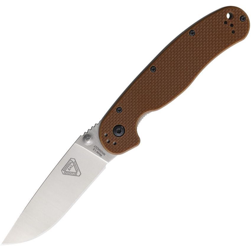 มีดพับ Ontario RAT Model 1.5 Folding Knife CPM-MagnaCut Satin Plain Blade, Brown G10 Handles (8883)
