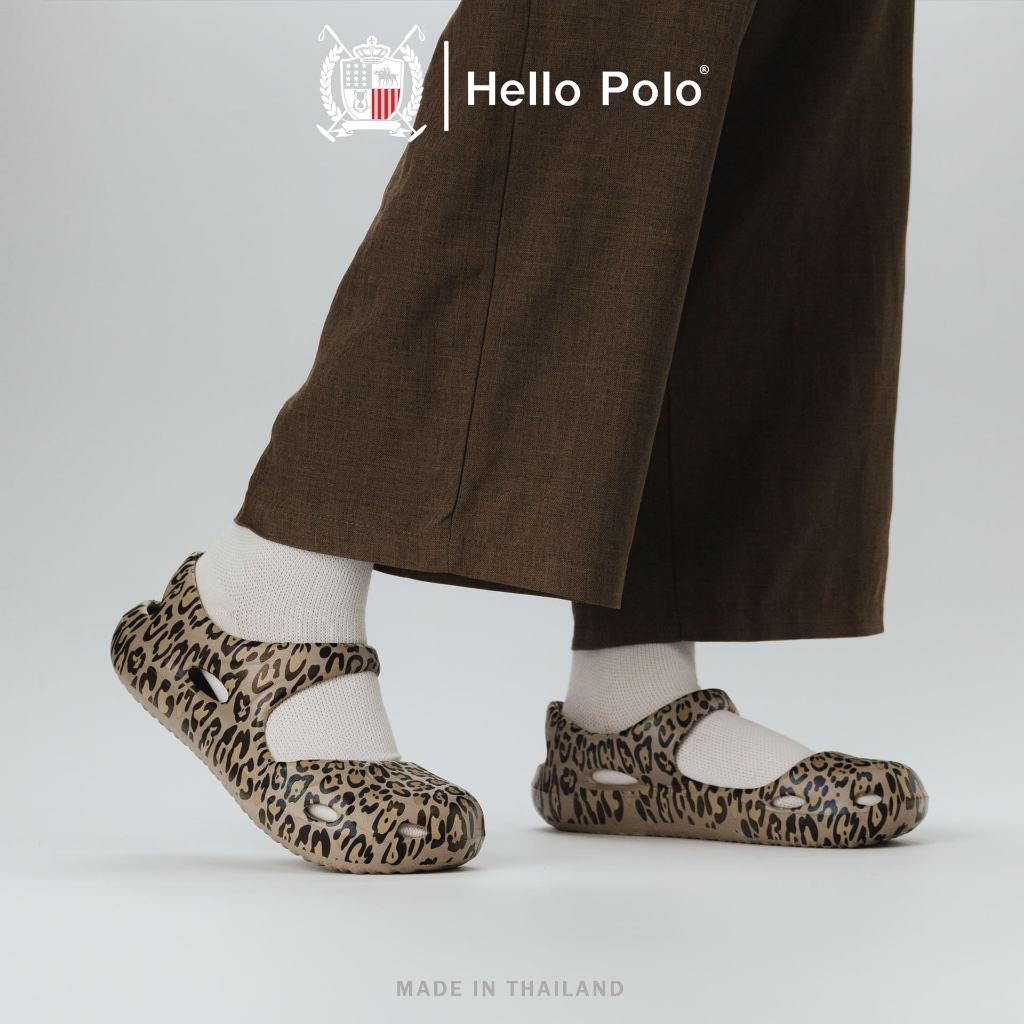 Hello Polo รุ่น HP8070L รองเท้าแมรี่เจนลายเสือดาว พื้น EVA นุ่มใส่สบาย สูง 3 ซม. แมทช์ง่ายได้ทุกลุค
