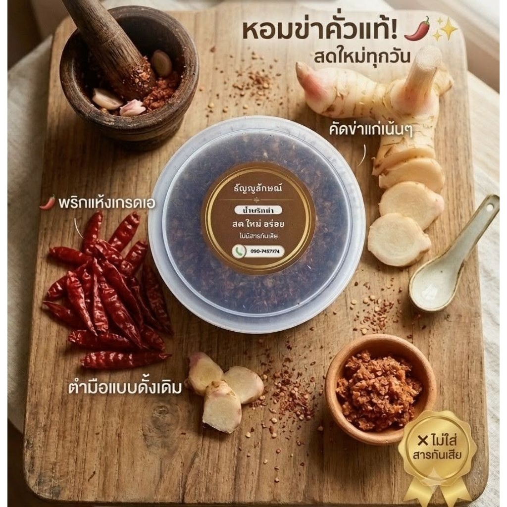 น้ำพริกข่า (กระปุก 220 กรัม )น้ำพริกข่าคั่วสำเร็จหอมข่าคั่วรสชาติอร่อย