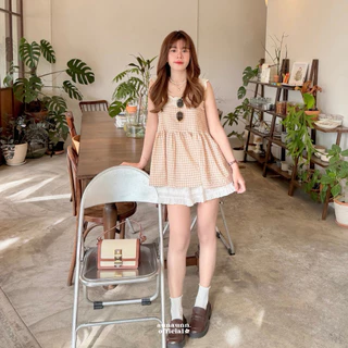 (aunaunn.official) Medeleine lace top – เสื้อสายเดี่ยวลายสก็อต แต่งลูกไม้ น่ารักมากๆ
