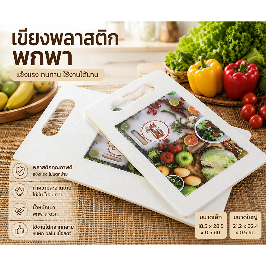 เขียง เขียงพลาสติกขาว เขียงราคาถูก เขียงอเนกประสงค์ มี2 ขนาด