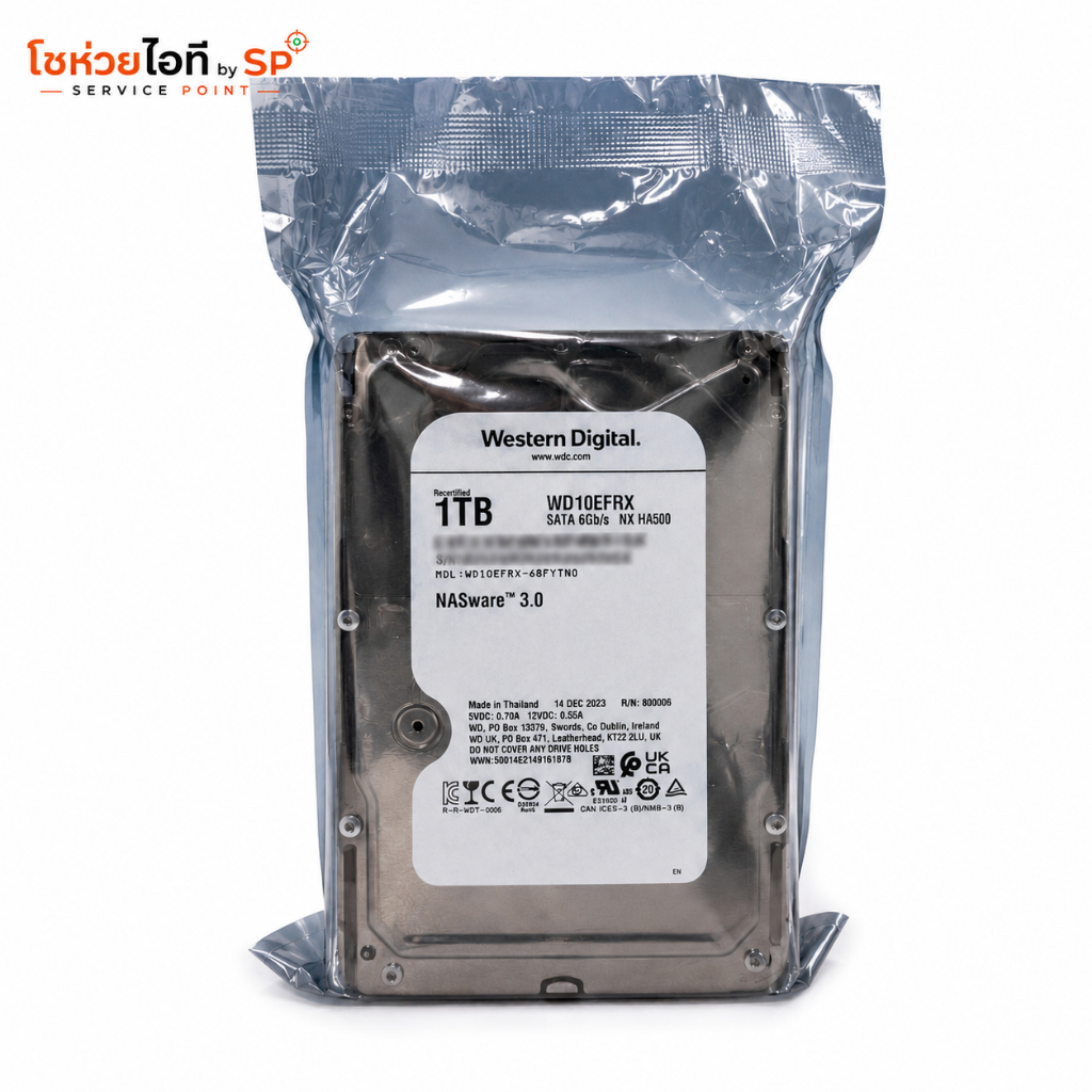 WD Red Plus, NAS HDD, WD10EFRX, HDD 1TB, SATA 3.5 นิ้ว**สินค้าRecertified**
