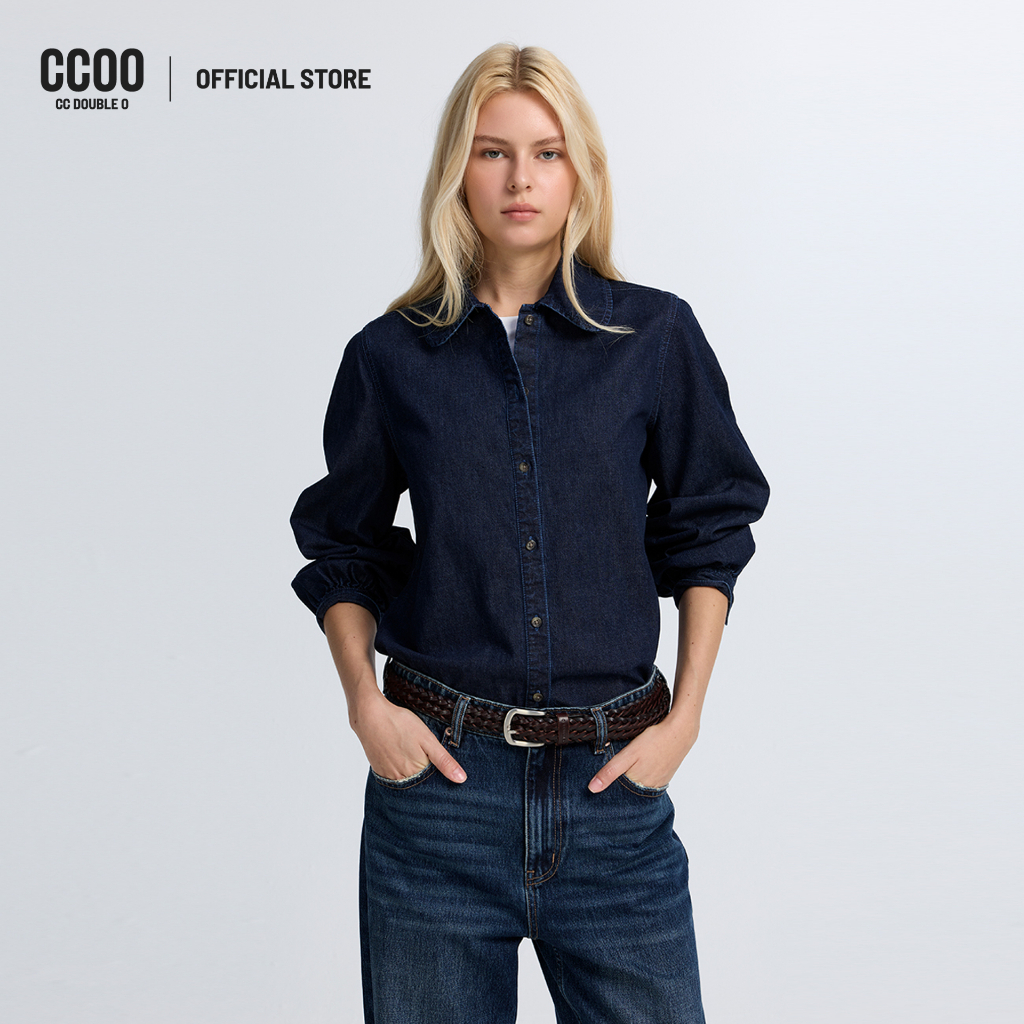 CC DOUBLE O LONG SLEEVES PETER PAN COLLAR DENIM SHIRT ผู้หญิง เสื้อเชิ้ตยีนส์แขนยาวคอบัว รุ่น O26WGWA259 (AW26 #A2)