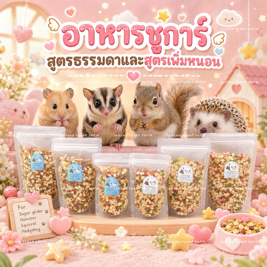 ✨🐿️อาหารเม็ดเสริมโปรตีนสำหรับชูก้า อาหารเม็ดชูการ์ อาหารเสริมชูการ์ ผลไม้อัดเม็ดสำหรับชูการ์ แฮมเตอร์ กระรอกไทย✨🦔