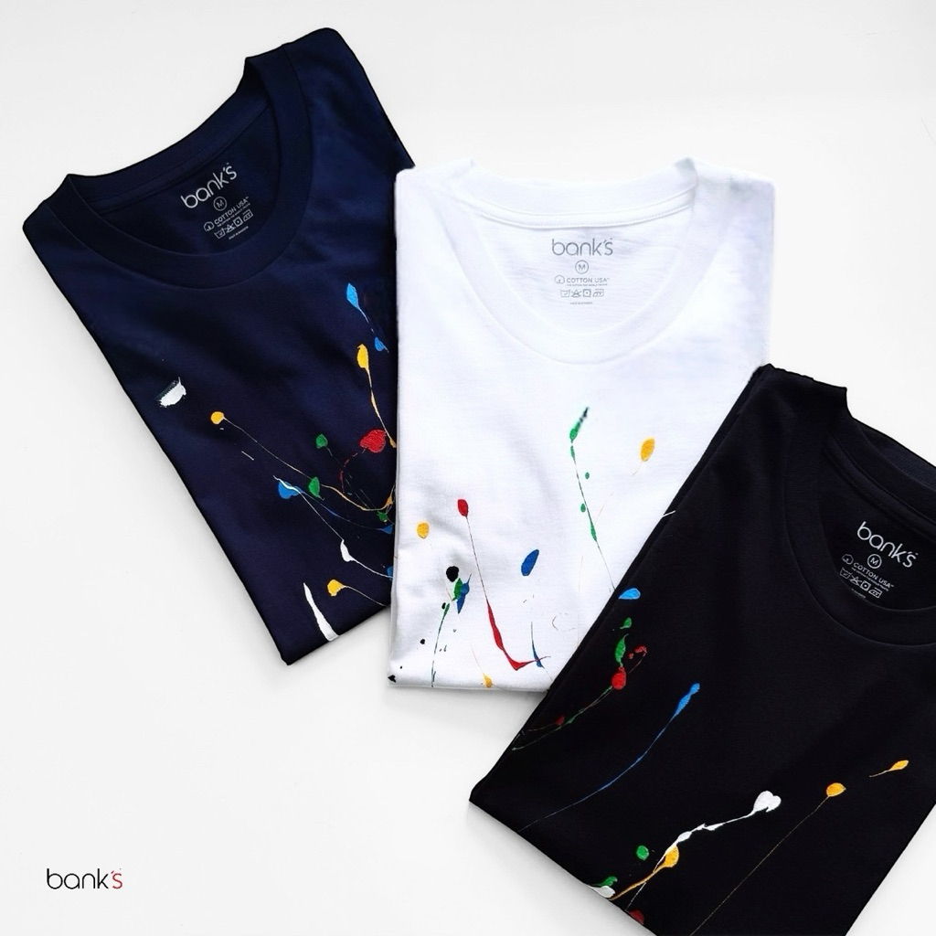 bank’s HandMade Splashes T-Shirt Cotton USA เสื้อยืดสบัดสี เสื้อยืดคุณภาพดี