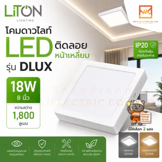 LITON โคมดาวไลท์ ขอบสีขาวและสีดำ LED ติดลอยหน้าเหลี่ยม 12W 6”และ 18W 8” โคมเพดาน โคมติดลอย